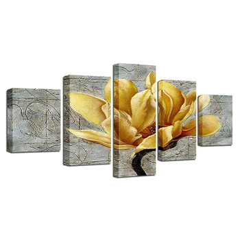 Panza HD Printuri de Poze Decor Acasă Cadru 5 Bucăți de Aur Galben Flori Tablouri Orhidee aurie Postere Living Arta de Perete