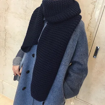 USPOP Femei eșarfe cald gros manual de iarnă eșarfă culoare solidă lung tricotate eșarfă