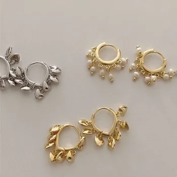 Noua Epocă de Argint de Culoare Dragoste Inima Ciucure de Aur Perla Metal Geometrice Rotunde Hoop Cercei pentru Femei Cadouri Bijuterii