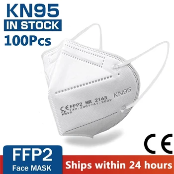 100 de Bucăți KN95 Mascarillas CE FFP2 Facial Masca de Fata 5 Straturi de Filtrare de Protecție de Îngrijire a Sănătății Respirabil 95% Gură-Mască Pentru Față