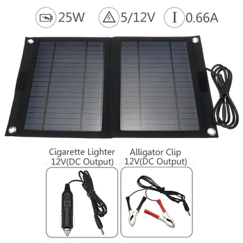 Portabil în aer liber 25W Pliere Celule Solare Încărcător Pliabil Panou Solar Încărcător Mobil Banca de Putere pentru Telefonul Bateria Port USB