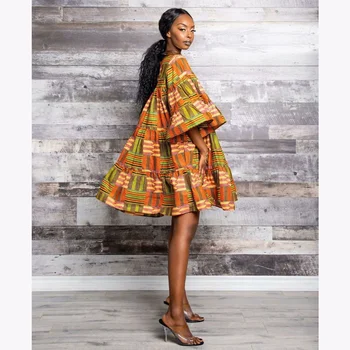 Femeile Africane Tradiționale de Rochii de Ceara Ruffless Liber din Africa de Îmbrăcăminte pentru Femei Bazin Femeie Bogată Loincloth Rochii Scurte cu Centura