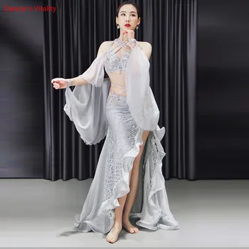 Noua Doamnă Adult femei Belly Dance Costum Oriental bellydance fusta de Performanță Etapa 2 buc set Sutien Fusta Bellydancing Purta
