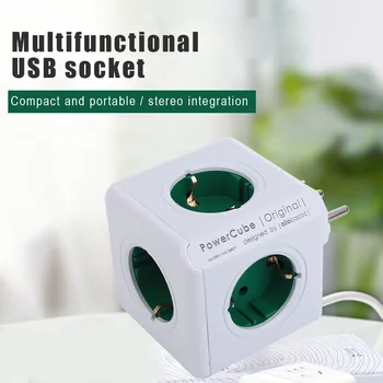 Smart Home Power Cube Socket UE Plug Socket 4 Puncte 2 Porturi USB Adaptor prelungitor Extensie Adaptor Multi Schimbat Prize