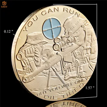 5Pcs/Lot statele UNITE ale americii Craniu Lunetist Pistol Placat cu Aur de Culoare Militare Colecție de Monede Comemorative
