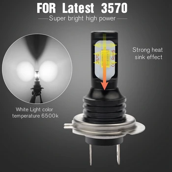 Katur 2 buc Super-Luminos H7 Becuri cu LED-uri Led-uri de Conducere Lumini de Ceață de Lumină Lampă Auto 12V 6000K Alb de Mare Putere 3570 CSP