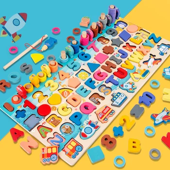 Montessori Din Lemn De Învățare De Jucării Pentru Copii De Învățământ Senzoriale Consiliul De Copii Matematica De Pescuit Numere Numere Digitale Trafic Forma De Cadou Jucărie