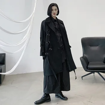 LANMREM toamna anului nou supradimensionat trech personalizate multi-design curea negru palton lung pentru femei 2020 fluxul liber canadiană YJ974
