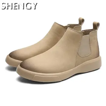 2020 Barbati Pantofi de Iarna de Pluș Cald Glezna Cizme cu Blana în aer liber Chelsea Cizme de Lucru de Călătorie Pantofi Plat