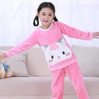 Copii mari Homewear Destul de copii Pijamale de Iarnă se Ingroase Flanel Cald Pijamale Fete Baieti Lounge Purta Coral Fleece Baby Pijamas