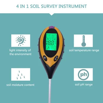 De Apă din sol, Umiditate, Lumină PH Metru Tester Digital cu Analizor de Test Detector pentru Gradina de Flori de Plante Hidroponice Instrument de Gradina
