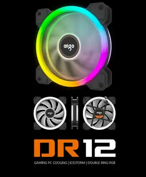 Aigo DR12 Caz de Calculator PC a Ventilatorului de Răcire Lumină Bara de ajustare RGB LED 120mm Liniștit + IR de la Distanță Cooler Ventilator lumini cu led-uri lampa de benzi