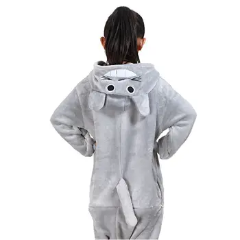 Copilul Kugurumi Onesie Animal Gri Totoro Cosplay Costum de Flanel Tot Pijama Una Bucată Fată Băiat Copil de Iarna pijama Somn Costum