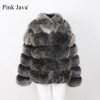 Roz Java QC8139 2017 new sosire fahion femei groasă haină de blană de vulpe blană sacou mâneci lungi ganuine fox tinuta de vânzare fierbinte