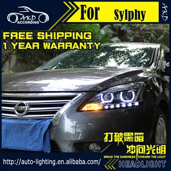 AKD Styling Auto Lampă de Cap pentru Nissan Sentra Faruri 2012-Sylphy Faruri LED H7 D2H Ascuns Opțiune Angel Eye Bi Xenon Fascicul