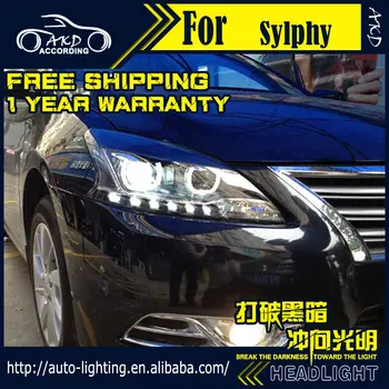 AKD Styling Auto Lampă de Cap pentru Nissan Sentra Faruri 2012-Sylphy Faruri LED H7 D2H Ascuns Opțiune Angel Eye Bi Xenon Fascicul
