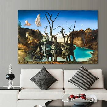 Salvador Dali Lebede Reflectând Elefanți Panza Pictura Abstractă Postere și de Imprimare Arta de Perete Tablou Living Decorul Camerei Cuadros