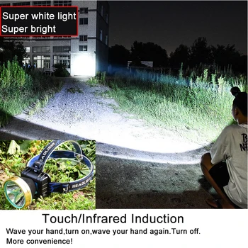 Infraroșu Inducție 35W Super bright LED lanterna Frunte far Reîncărcabilă Lanterna de Cap lampa Camping rezistent la apa