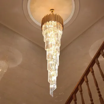 Noul Candelabru Modern Lungi Candelabru de Cristal de Lumină Vila de Lux, Duplex, Etaj de Mijloc Living Aur CONDUS Candelabru de Cristal