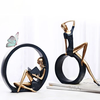 Modern Decor Acasă Artă Abstractă Rășină Yoga Figurină De Porțelan Yoga Doamna Figura Statuie Studio Decor Ornament Model În Miniatură