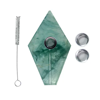 Naturale cristal piatra fluorit Verde de Cristal țeavă Sănătos fumat țeavă în Formă de Diamant Pietre Minerale de Înaltă Calitate