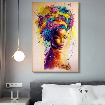 Negru African Femeie De Arta Graffiti, Postere Si Printuri Abstracte African Fata Panza Picturi Pe Perete Imagini De Artă De Perete Decor