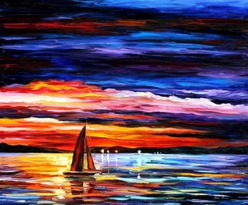 Calitate de Top colorat clasic numărat goblen kit navă pe mare, barcă, apus de soare pictura
