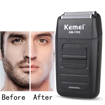Kemei aparat de ras electric bărbați tuns barba tuns impermeabil aparat de ras cu piston USB reîncărcabilă trimmer facial 5