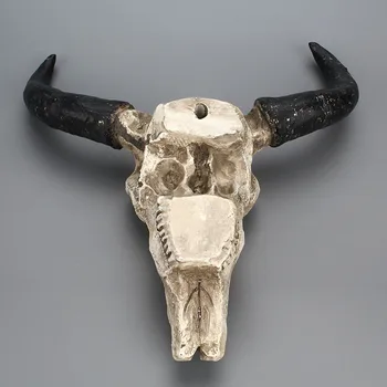 Rășină Longhorn Vacă Cap de Craniu Agățat de Perete Decor 3D de Animale Sălbatice Sculptură Figurine Meserii Coarnele Acasă de Halloween Decor Cadou