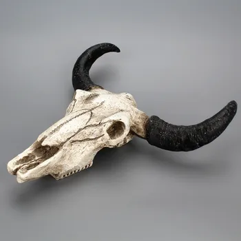 Rășină Longhorn Vacă Cap de Craniu Agățat de Perete Decor 3D de Animale Sălbatice Sculptură Figurine Meserii Coarnele Acasă de Halloween Decor Cadou