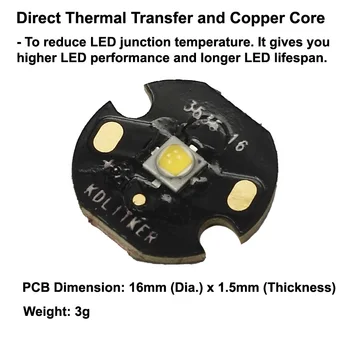 Nichia 219BT Alb Cald 3500K CRI80 Emițător LED-uri cu KDLITKER DTP Cupru MCPCB (1 buc)
