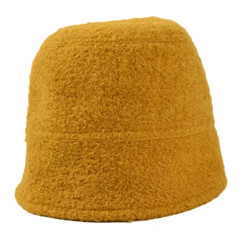Femei Culoare Solidă Simplu Găleată Pălărie 2020 Noua Moda Lână Fedora Hat Pentru Femei Toamna Iarna Lână Tricotate Pălărie De Pescar