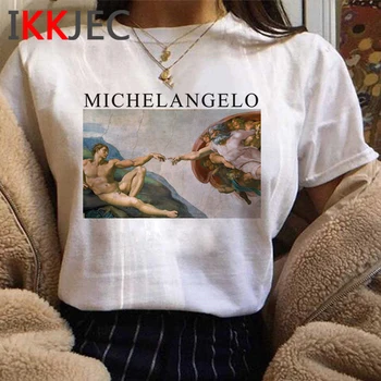 Noul David Michelangelo Vaporwave Tricou Femei Estetice Mână de Imprimare T-shirt de Desene animate Amuzante de Vara Tricou de Moda de Top Teuri de sex Feminin