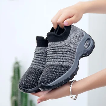 Damyuan Ciorap Adidași Pantofi Plat pentru Femei Pantofi Slip pe Platforma Adidasi Femei Casual Negru ochiurilor de Plasă Respirabil Ciorap Adidași 2020