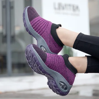 Damyuan Ciorap Adidași Pantofi Plat pentru Femei Pantofi Slip pe Platforma Adidasi Femei Casual Negru ochiurilor de Plasă Respirabil Ciorap Adidași 2020