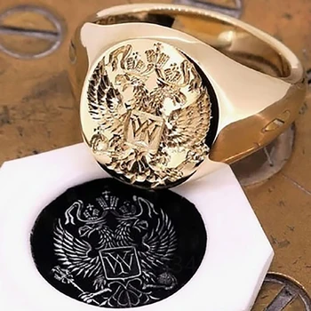 Gotic Medieval Epocă Viking Inele pentru Bărbați Deget inelul de Femei de Moda cu două Capete Vultur Punk Sigiliul Regal Gold Inel Bijuterii