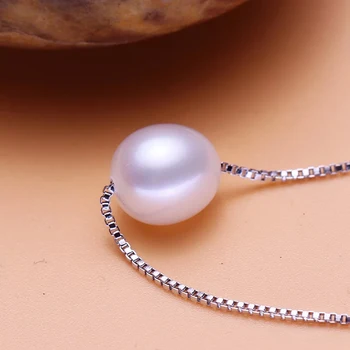 Moda 925 sterling silver black pandantive perle de apă dulce colier pandantiv 8-9mm naturale pearl colier de bijuterii de nunta