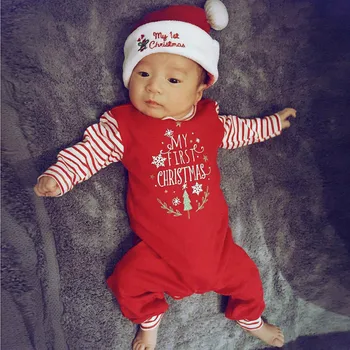 Crăciun Copil Drăguț Nou-născut Fete Baieti Scrisoare Salopetă Salopeta Set costum de Haine de Bumbac Corp pentru Sugari Maneca Lunga Bebe Haine
