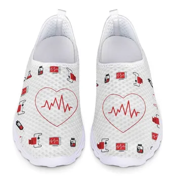 Nou Stil Pentru Femei Balerini Pantofi De Asistenta Medicala Rata De Inima De Imprimare Fete Încălțăminte De Asistentă Medicală De Sex Feminin De Imprimare Adidași Pantofi De Lumină