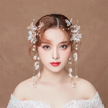 Coreeană diadema mireasa ultra-zână dulce păr hoop cercei set nunta accesorii de par
