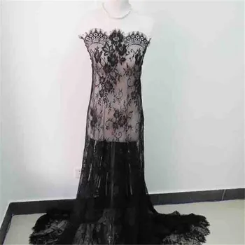 150cmX 3Meters Fabrica de vânzare directă de Fildeș Negru dantelă materiale textile îmbrăcăminte de mătase, cu dantelă genelor dantelă rochie LB0015