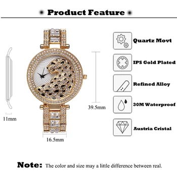 MISSFOX Femei Ceasuri de Lux Brand Faimos Diamant Ceas de Aur Retro Leopard Neobișnuit Ceasuri de Top de Vânzare reloj mujer elegante Cadouri
