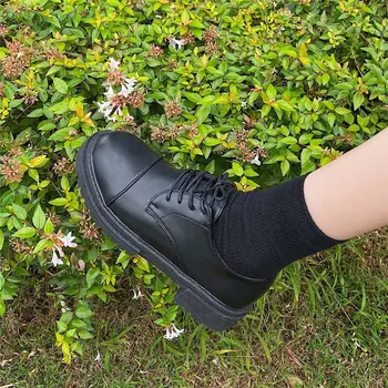 Lolita Gotic Cap Rotund Pantofi Mary Jane Japoneză Fată de Colegiu JK Uniformă PU Leatehr Platforma rezistent la apa Curea Neagra Pantofi
