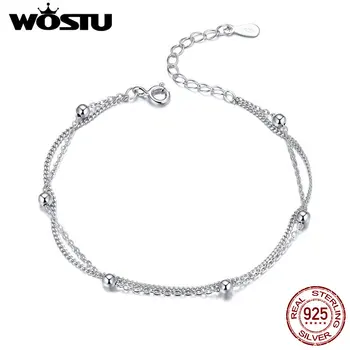 WOSTU Paralel Cu Lanțuri de Argint Bratari Șirag de mărgele de Argint 925 Pentru Femei de Link-ul Lanț de Argint 925 De Bijuterii de Design Nou CQB131