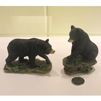 WU CHEN pe termen LUNG 2 buc/set Retro Urs Negru de Arta Sculptura Cuplu Statuie Rasina de Artizanat American de origine Animală Figurina Decor Acasă R5310