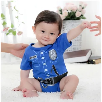 De poliție pentru tripleți baietel haine ropa bebe Pompier, Costume salopeta pentru copii Shortalls bumbac