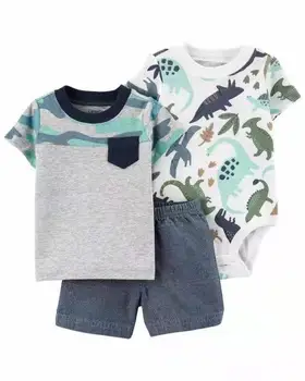 Nou-născuți Haine Băiat Copil 3pcs seturi pentru băieți T-shirt+Body+pantaloni Scurți de Vară 2021 Copilul Bebe Copii Cothing 3 BUC se Potriveste