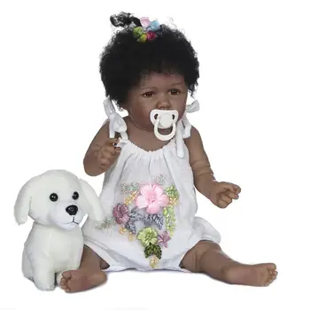 NPK 56cm Dimensiuni Reale Renăscut Baby Dolls Corp Plin de Silicon Negru pentru Copii Toddler Papusa Realista Nou-născut Papusa Jucăria de Baie rezistent la apa Păpuși