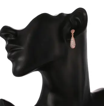 LZX Brand de Apă în Formă de Picătură Cercei Alb/Rose Gold Culoare Cubic Zirconia Cristal Legăna Cercei Pentru Femei Bijuterii de Moda Mujer