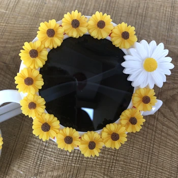 Doamna ochelari de soare manual margarete alb cu galben de floarea-soarelui decorative de frontieră ochelari de soare retro tineri ochelari de soare drăguț vânt